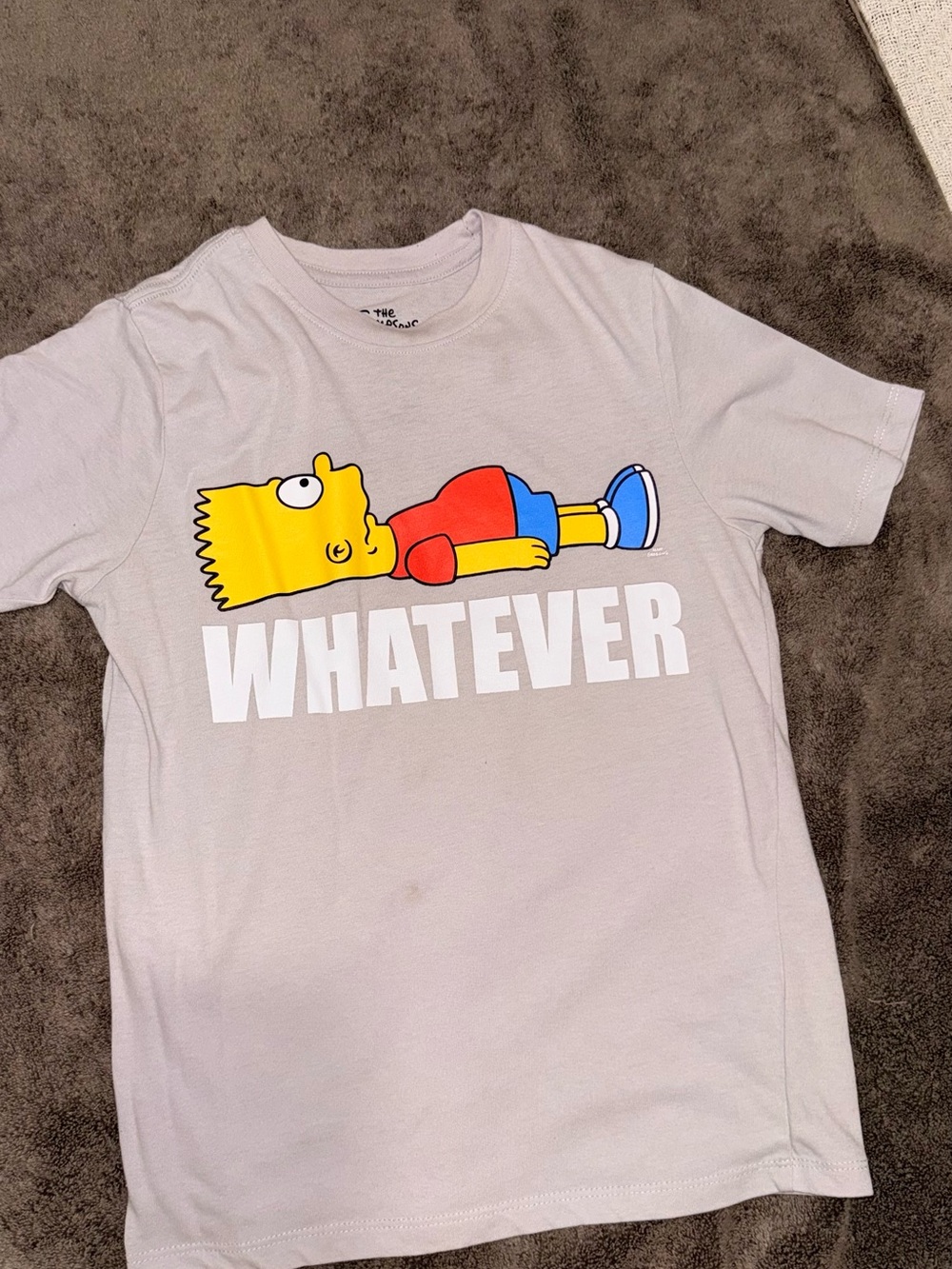 Kids Graphic Tee with 'WHATEVER' Slogan - Light Gray